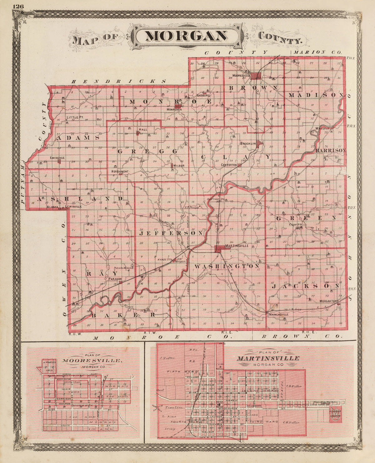 Preview of Vintage Map of Morgan County, Indiana 1876