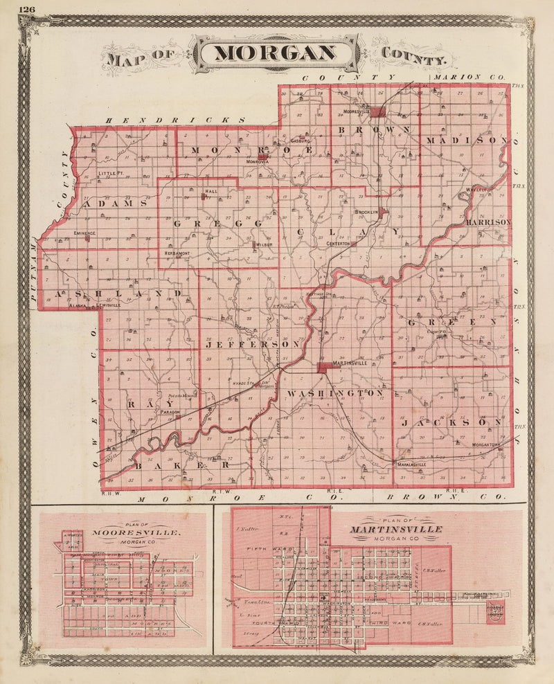 Size comparison using Vintage Map of Morgan County, Indiana 1876