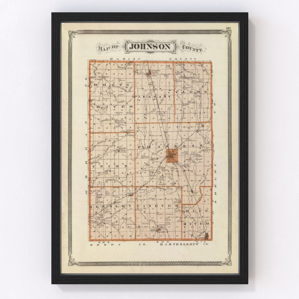 Johnson County Vintage Map 1876