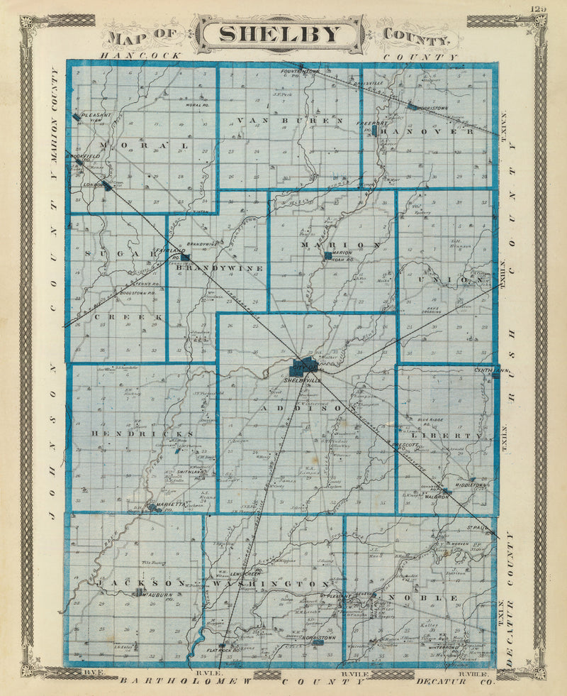 Size comparison using Vintage Map of Shelby County, Indiana 1876