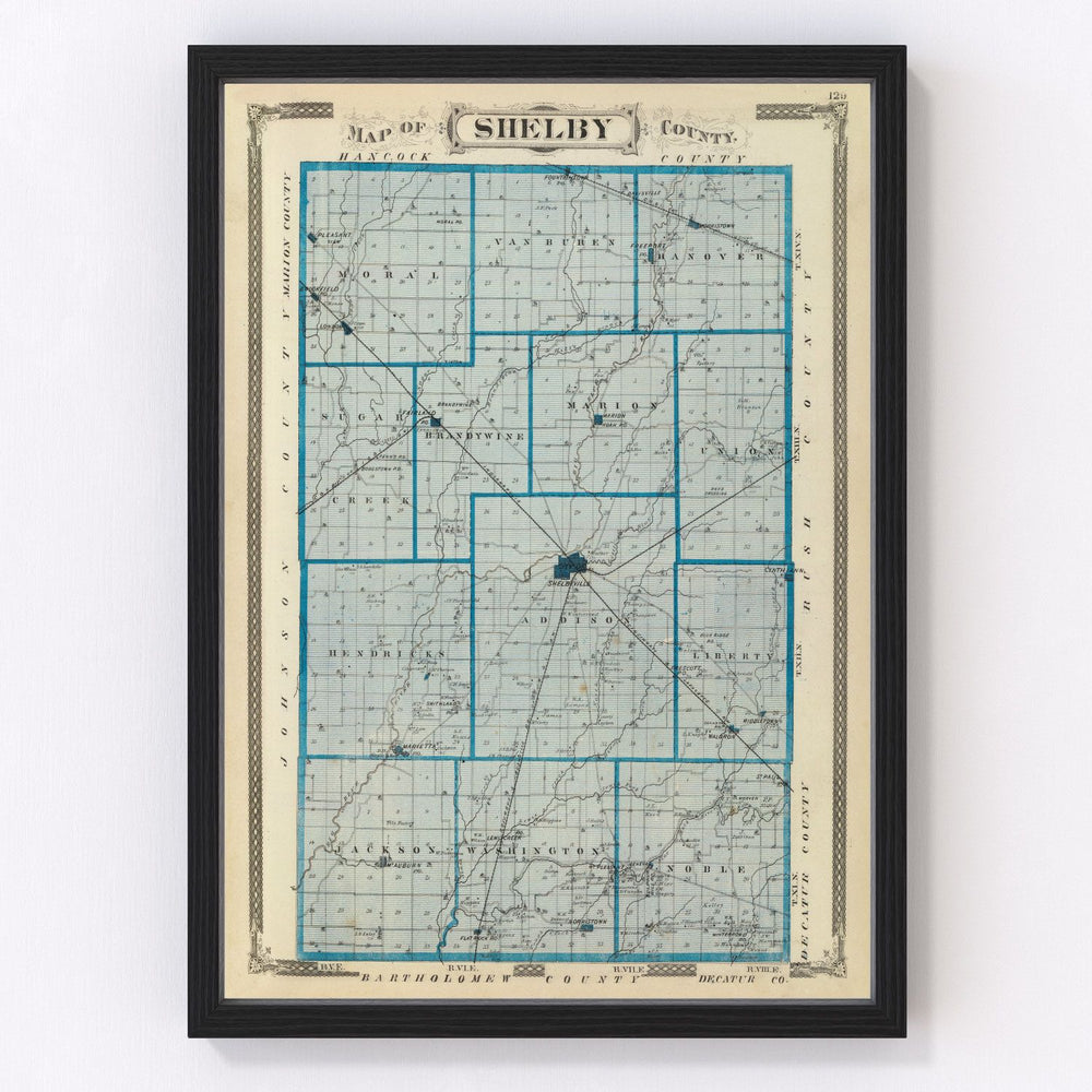 Shelby County Vintage Map 1876