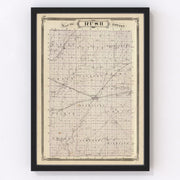 Rush County Vintage Map 1876