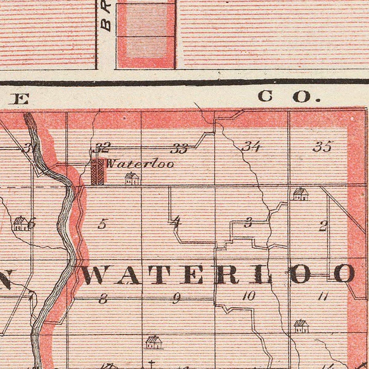 Restored historic details from the 1876 county map of Fayette County, Indiana