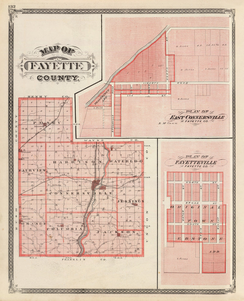 Size comparison using Vintage Map of Fayette County, Indiana 1876