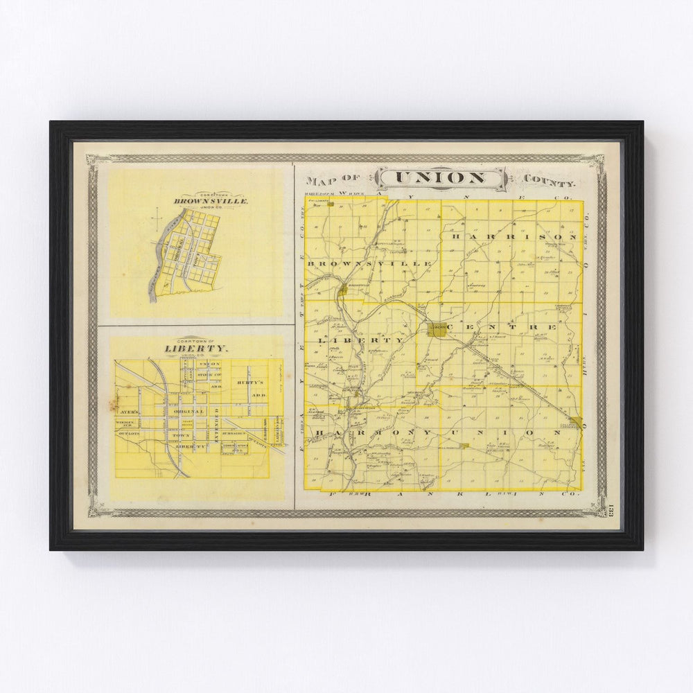 Union County Vintage Map 1876