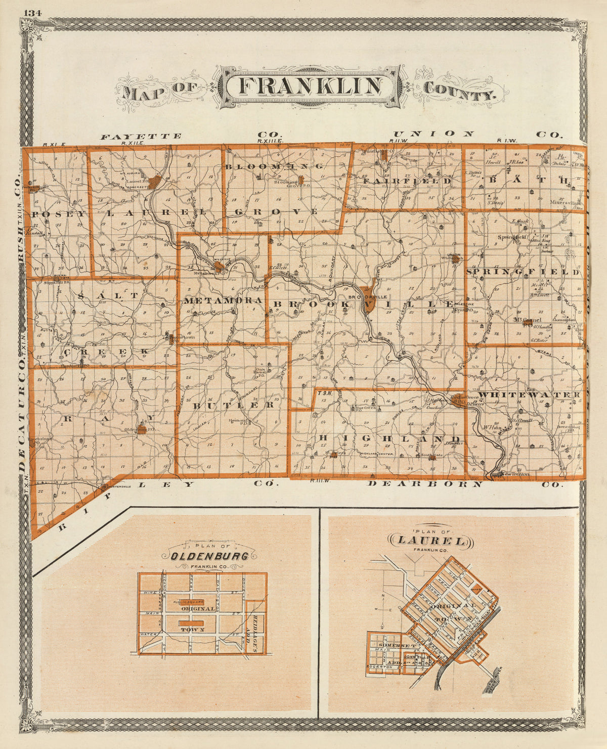 Preview of Vintage Map of Franklin County, Indiana 1876