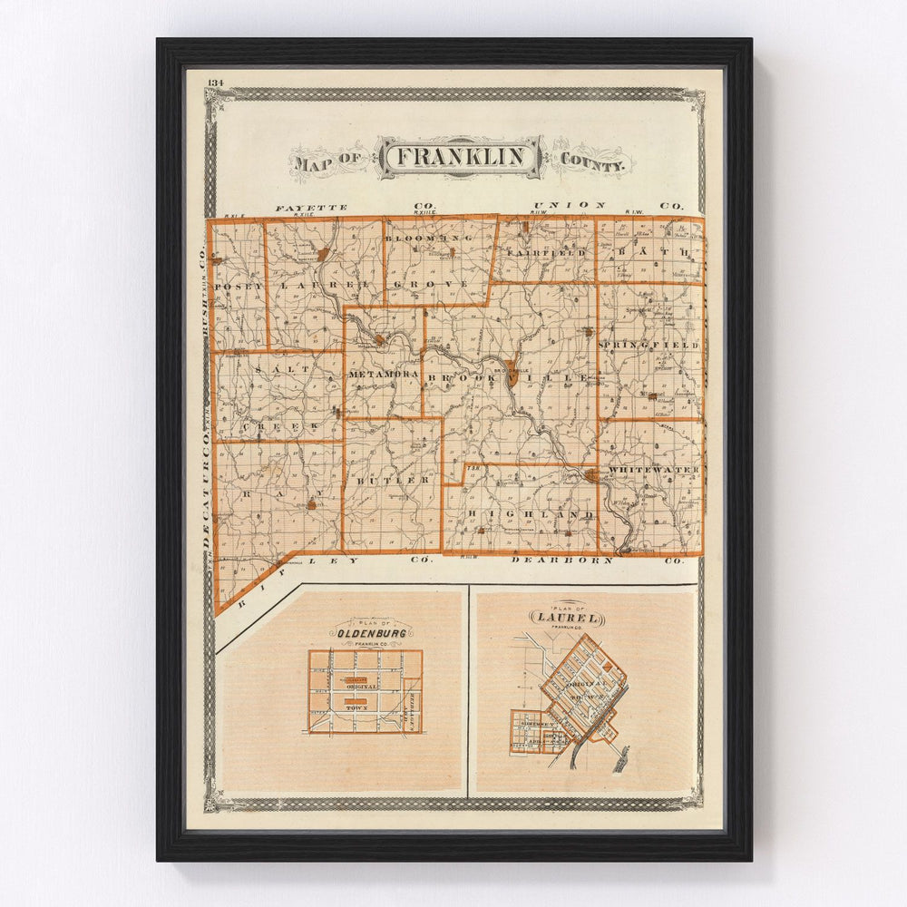 Franklin County Vintage Map 1876