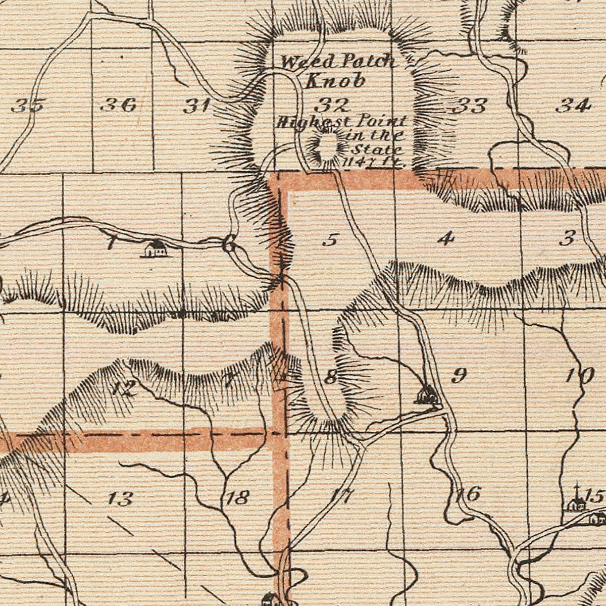 Restored historic details from the 1876 county map of Brown County, Indiana