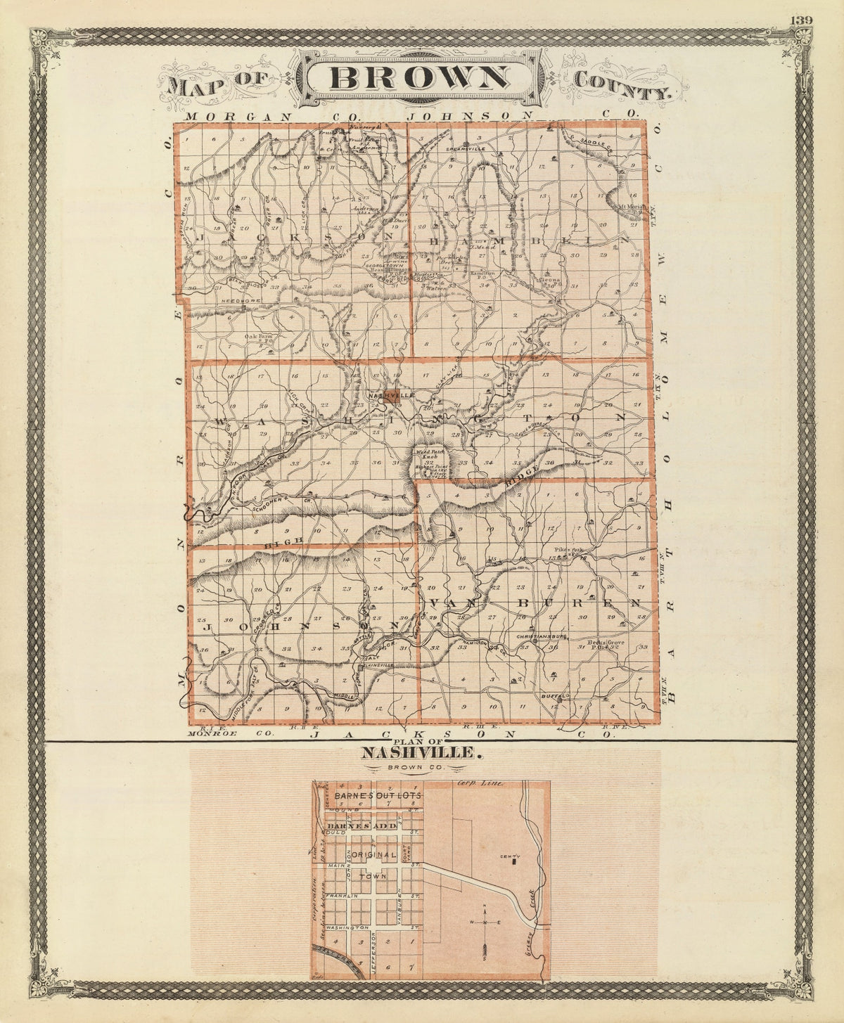 Preview of Vintage Map of Brown County, Indiana 1876