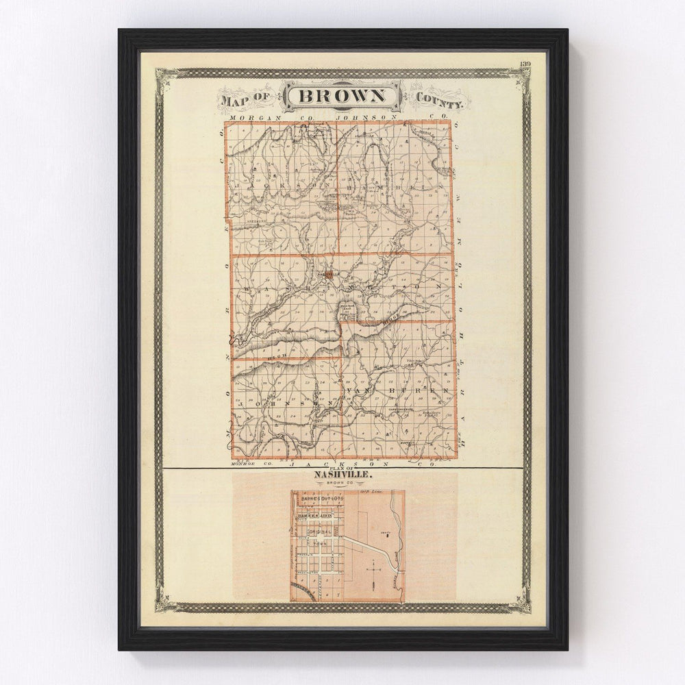 Brown County Vintage Map 1876