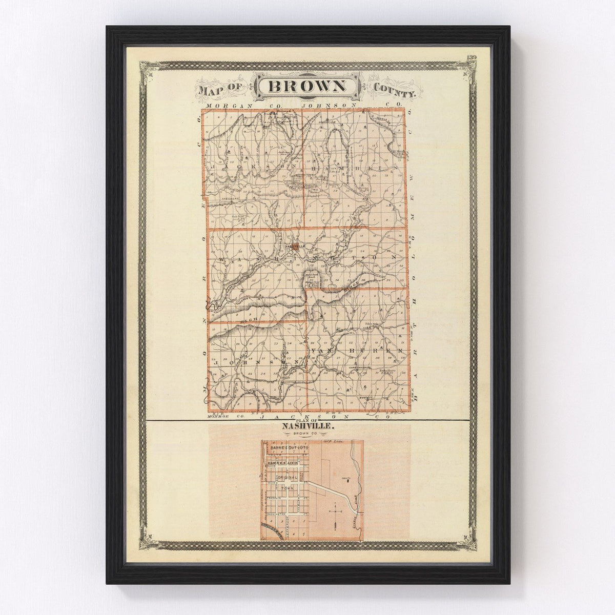 Brown County Vintage Map 1876