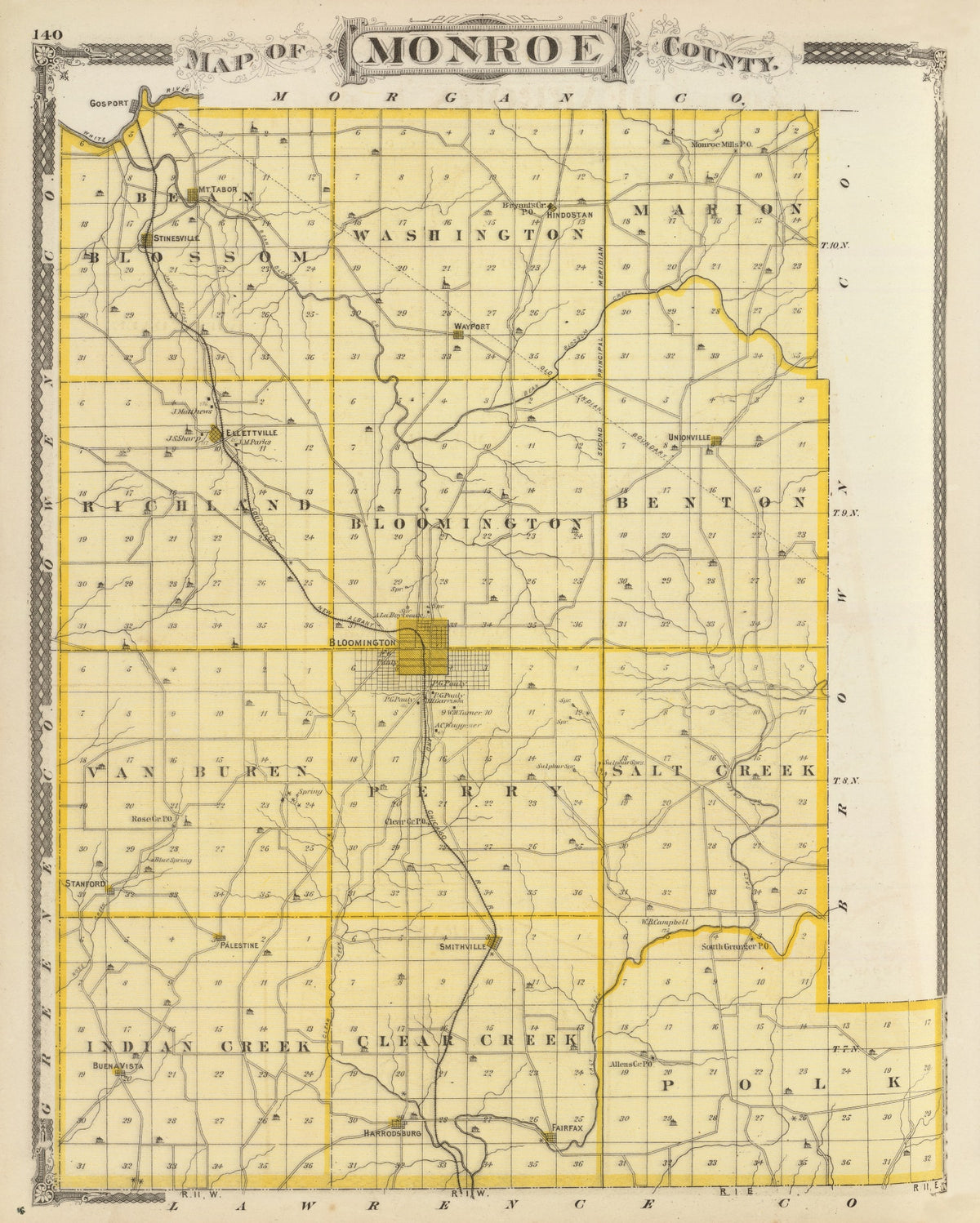 Preview of Vintage Map of Monroe County, Indiana 1876