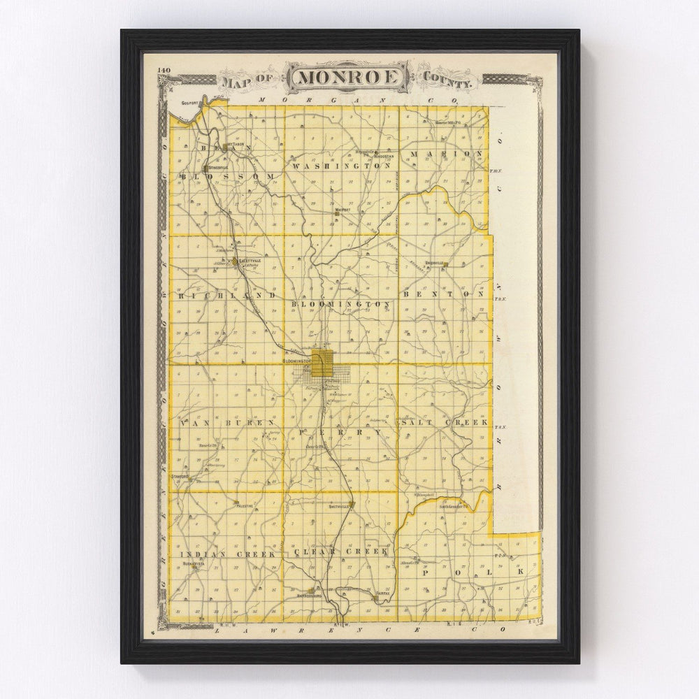 Monroe County Vintage Map 1876