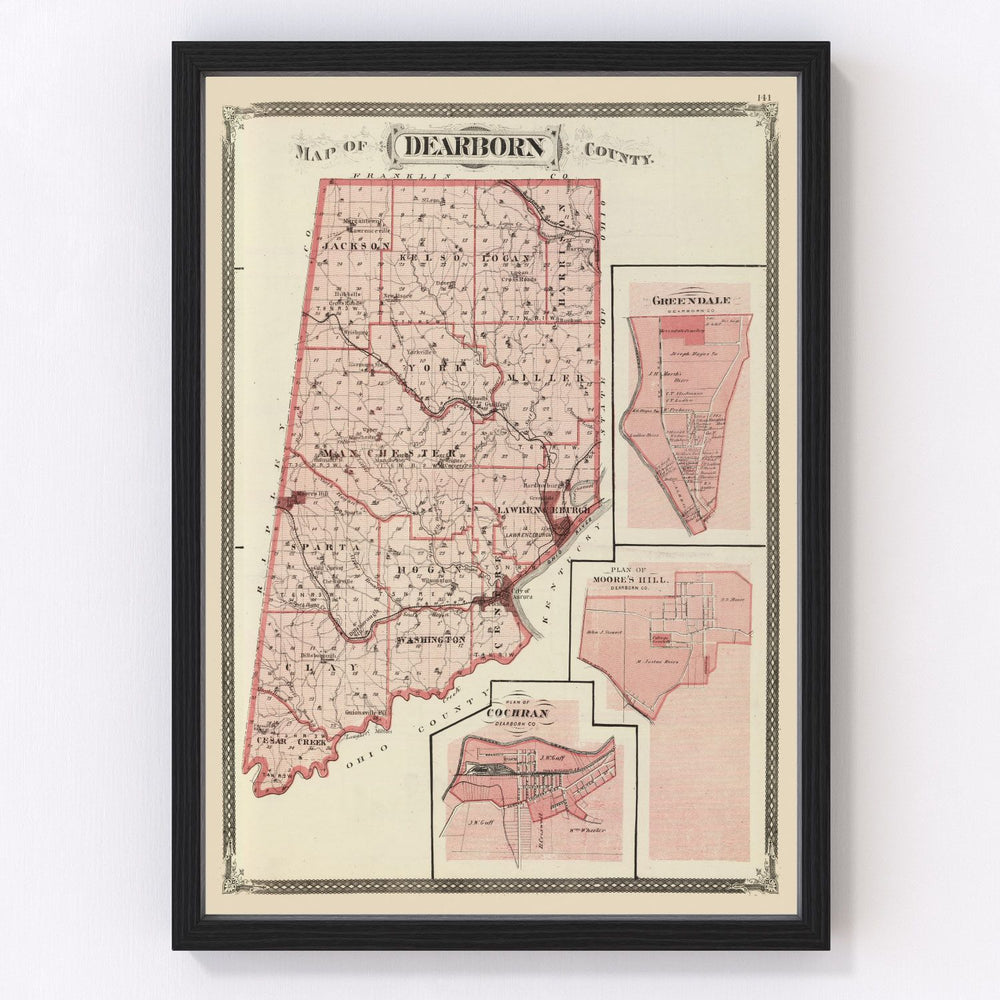 Dearborn County Vintage Map 1876
