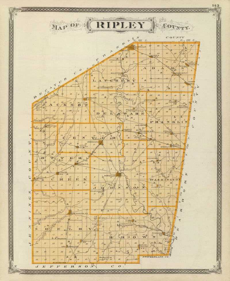 Size comparison using Vintage Map of Ripley County, Indiana 1876