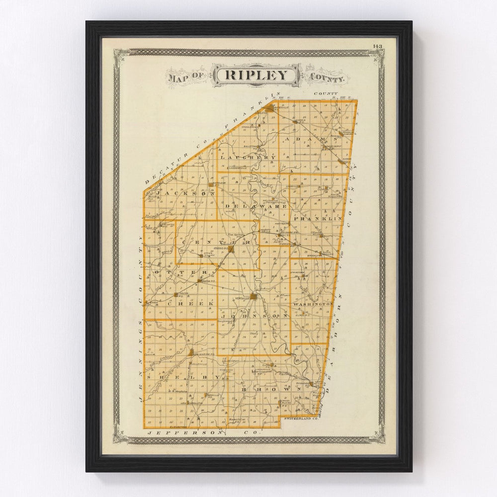 Ripley County Vintage Map 1876