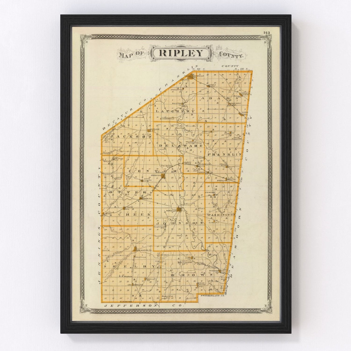 Ripley County Vintage Map 1876