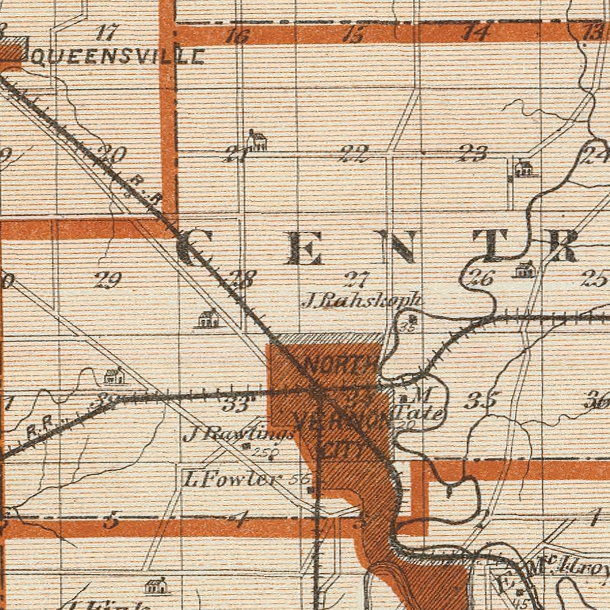 Restored historic details from the 1876 county map of Jennings County, Indiana