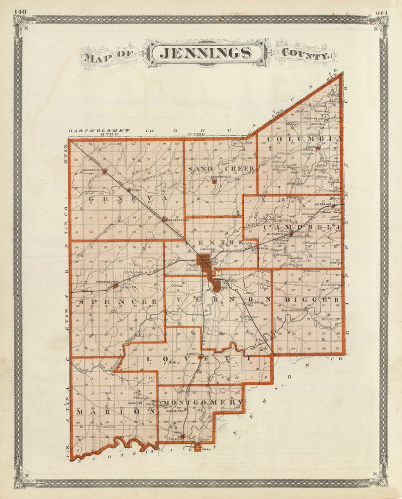 Size comparison using Vintage Map of Jennings County, Indiana 1876