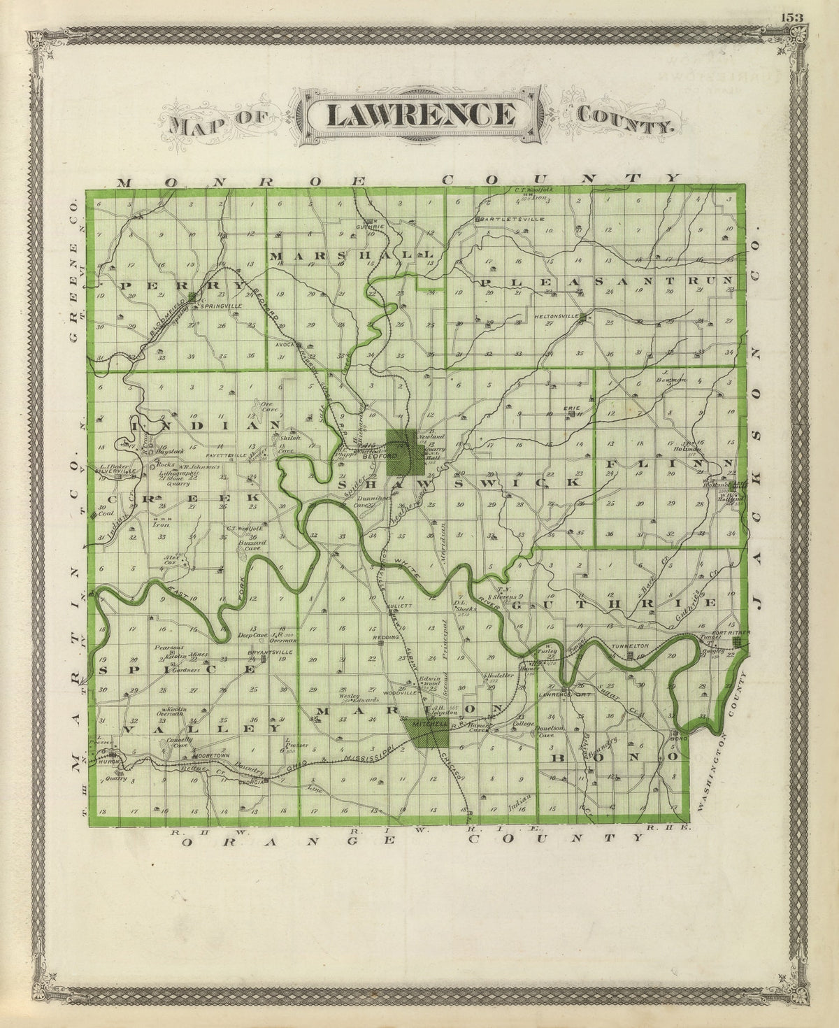 Preview of Vintage Map of Lawrence County, Indiana 1876