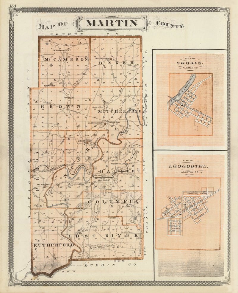 Size comparison using Vintage Map of Martin County, Indiana 1876