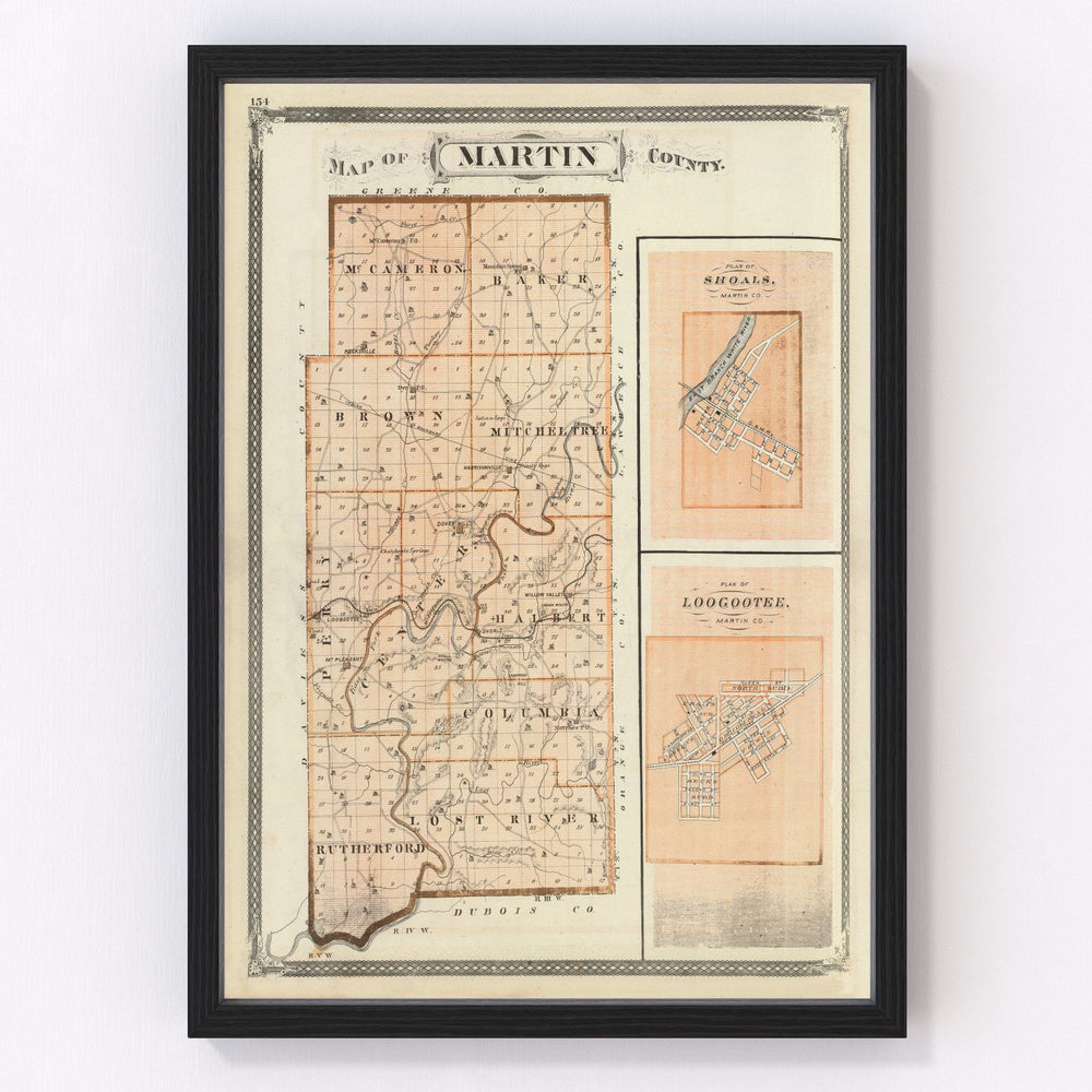 Martin County Vintage Map 1876