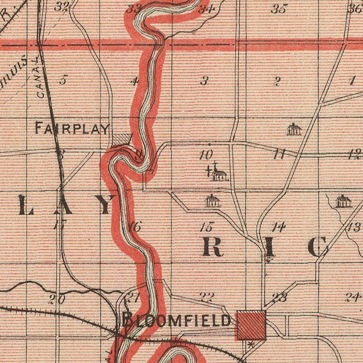 Restored historic details from the 1876 county map of Greene County, Indiana