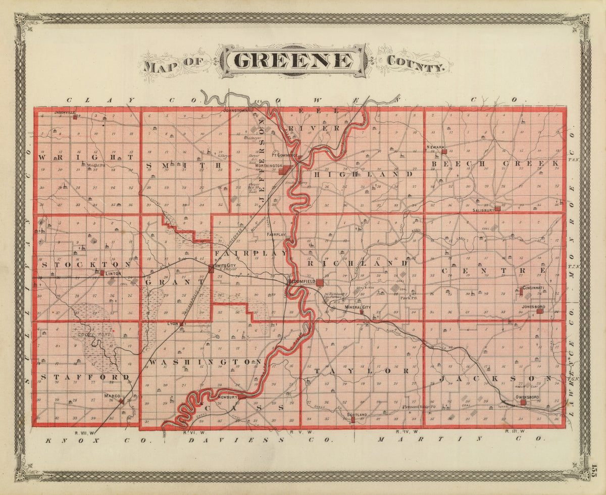 Preview of Vintage Map of Greene County, Indiana 1876