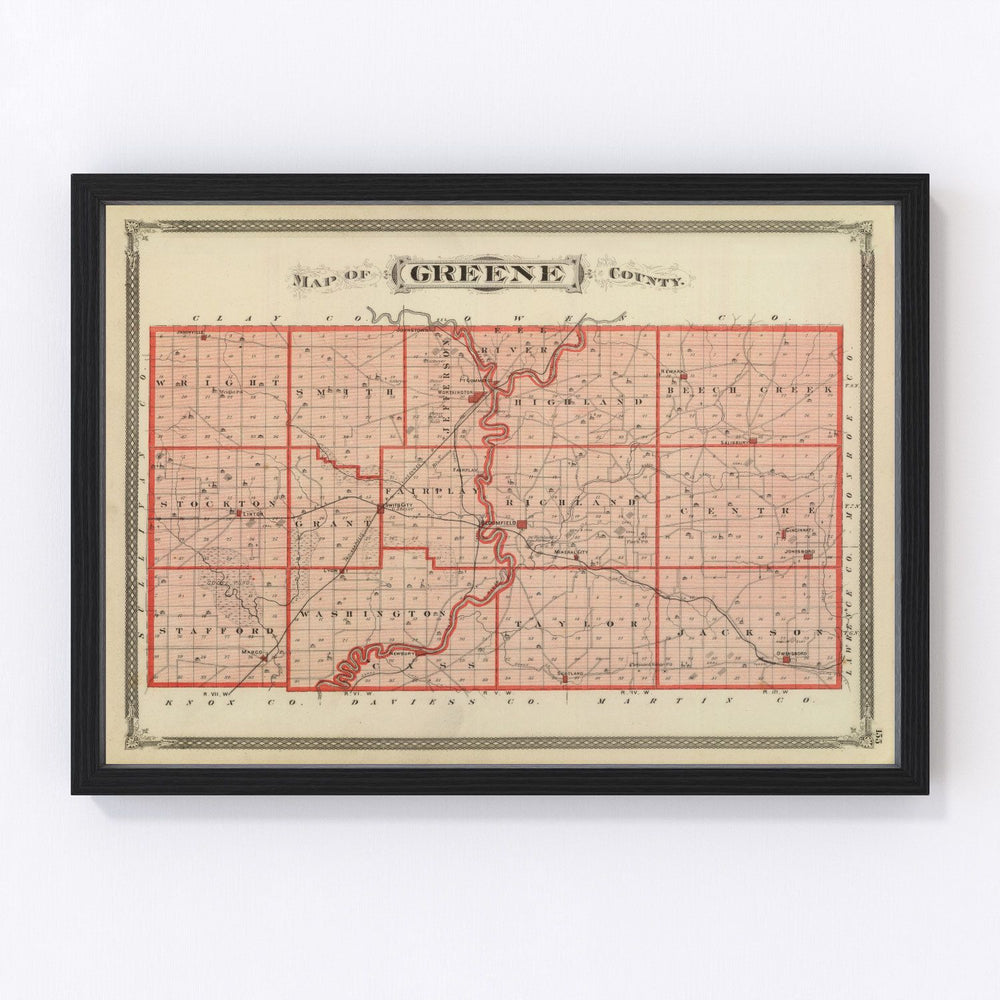 Greene County Vintage Map 1876