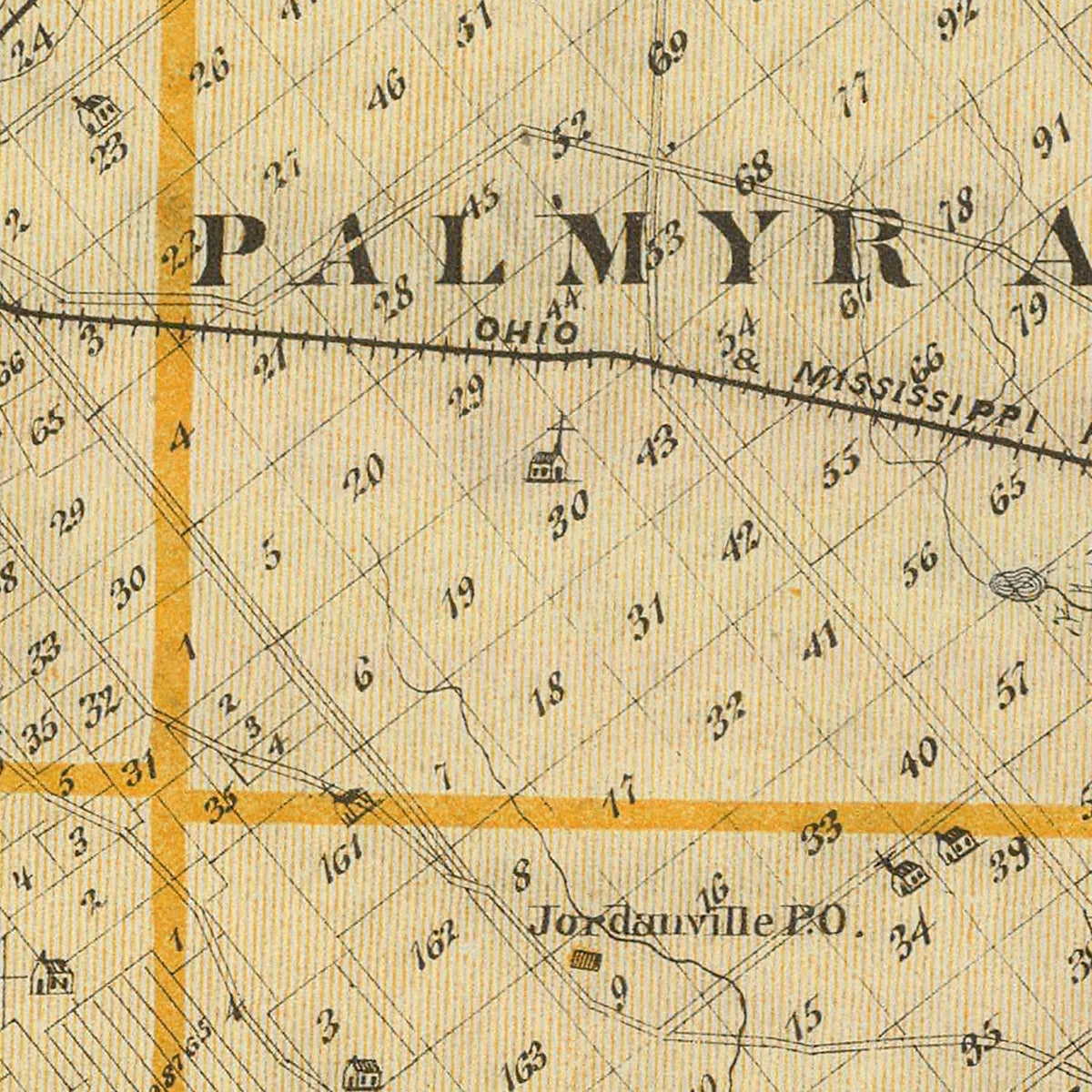 Restored historic details from the 1876 county map of Knox County, Indiana