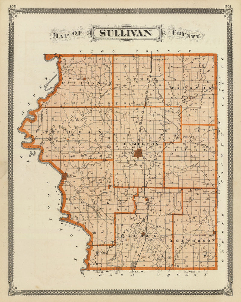 Size comparison using Vintage Map of Sullivan County, Indiana 1876