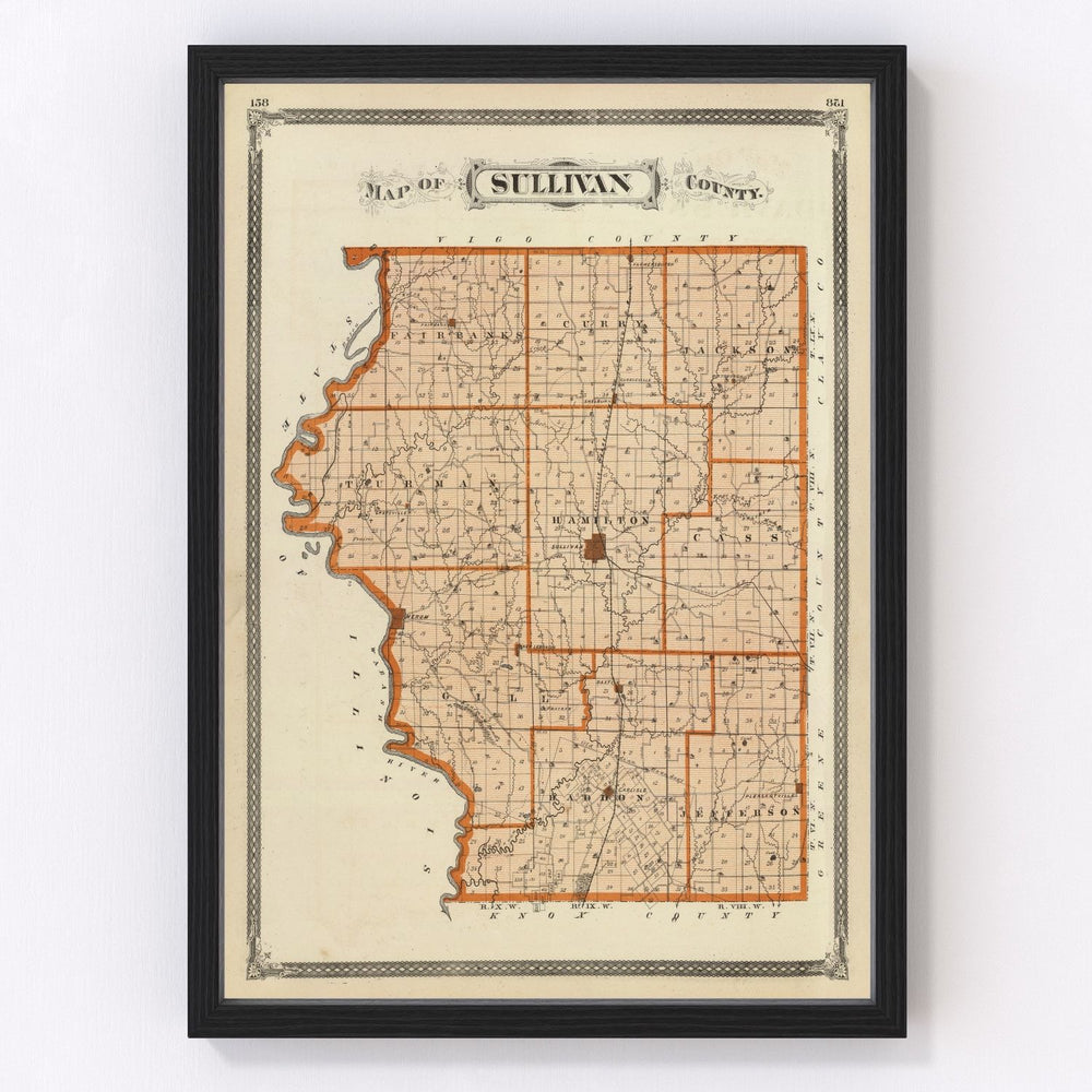 Sullivan County Vintage Map 1876