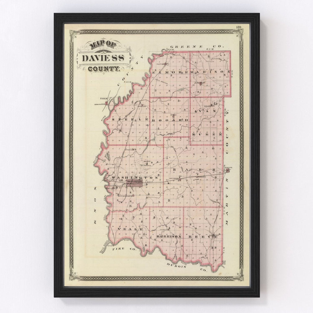 Daviess County Vintage Map 1876