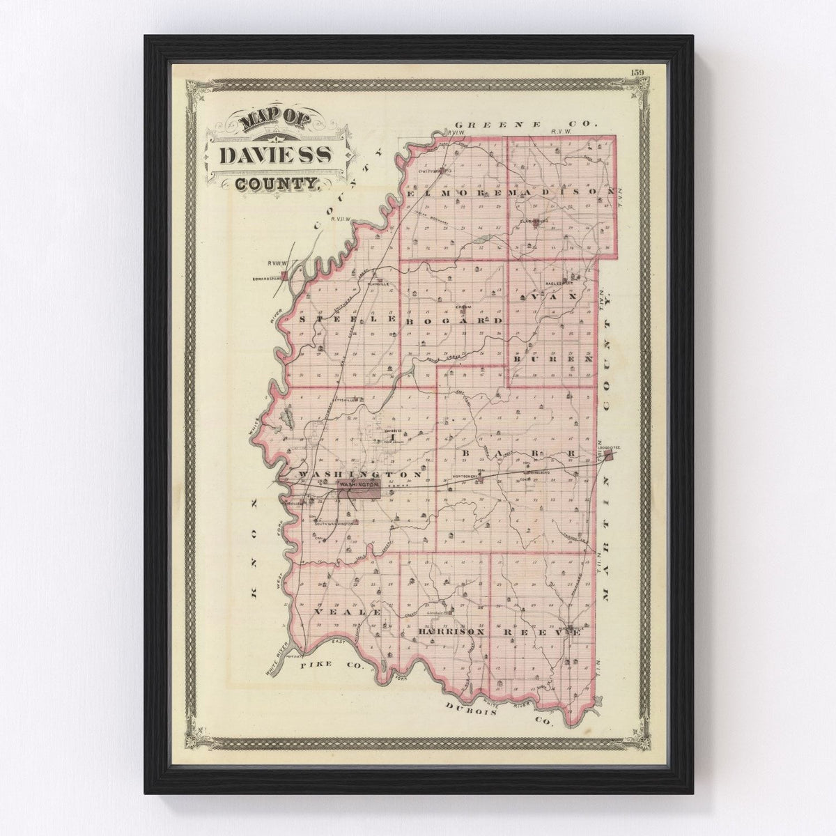 Daviess County Vintage Map 1876