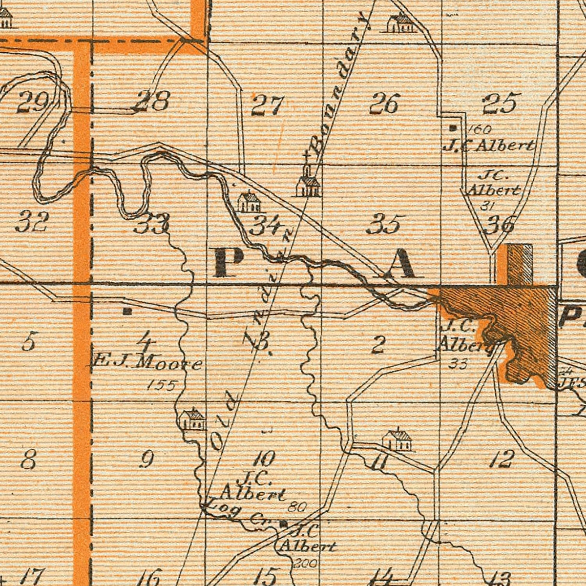 Restored historic details from the 1876 county map of Orange County, Indiana
