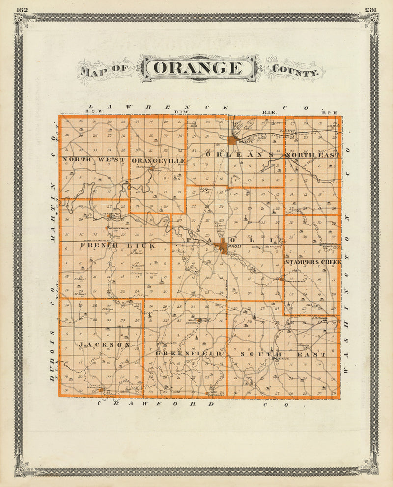 Size comparison using Vintage Map of Orange County, Indiana 1876