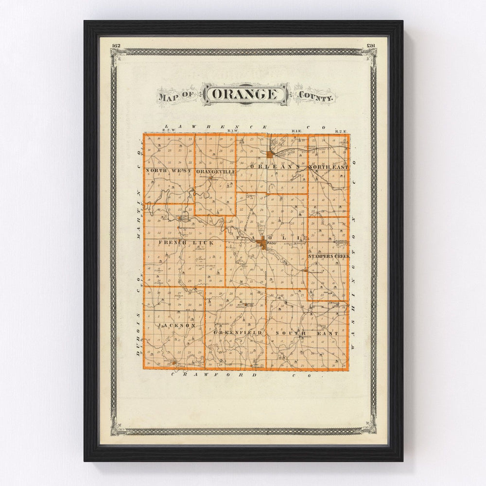 Orange County Vintage Map 1876