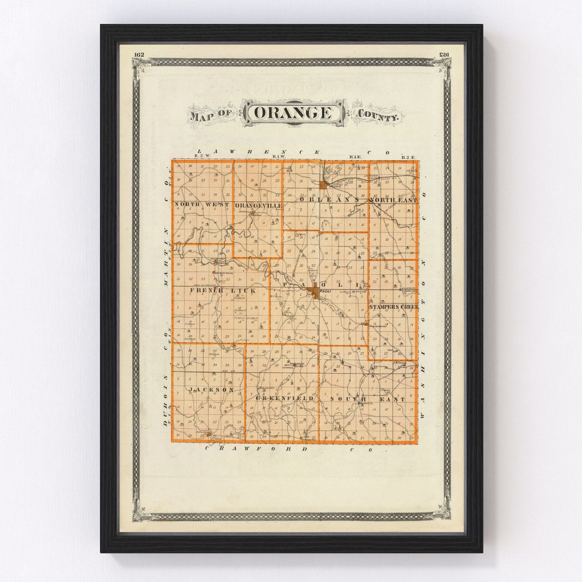 Orange County Vintage Map 1876