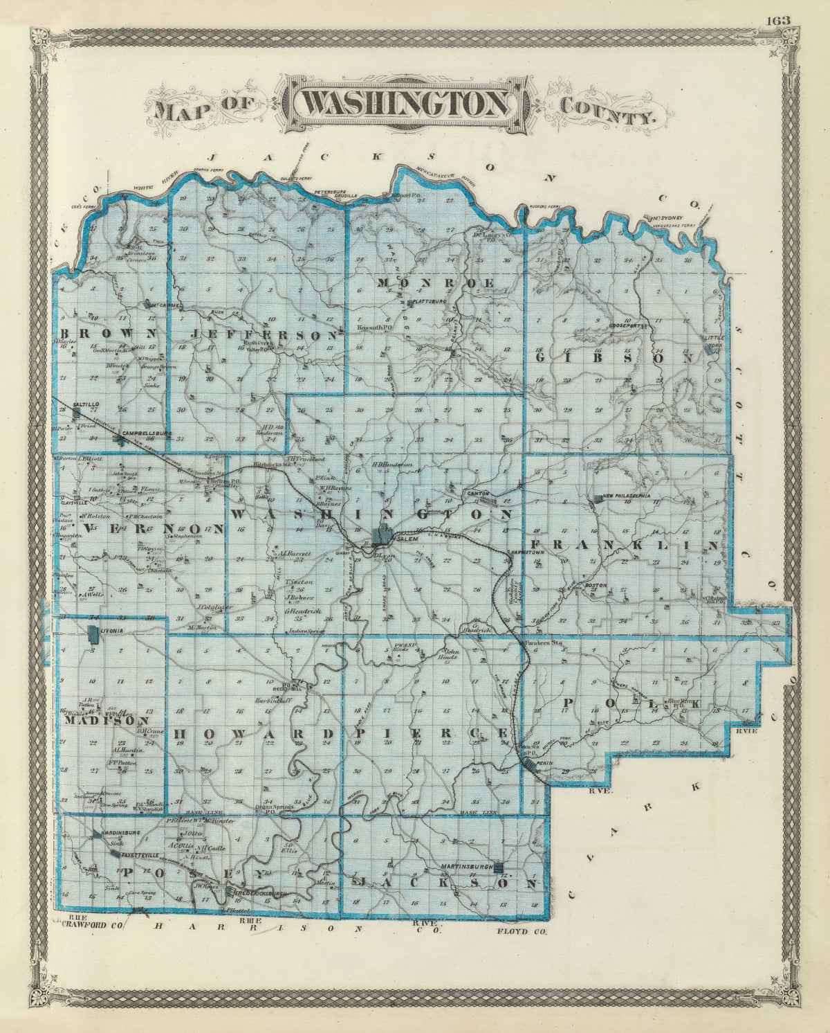Preview of Vintage Map of Washington County, Indiana 1876