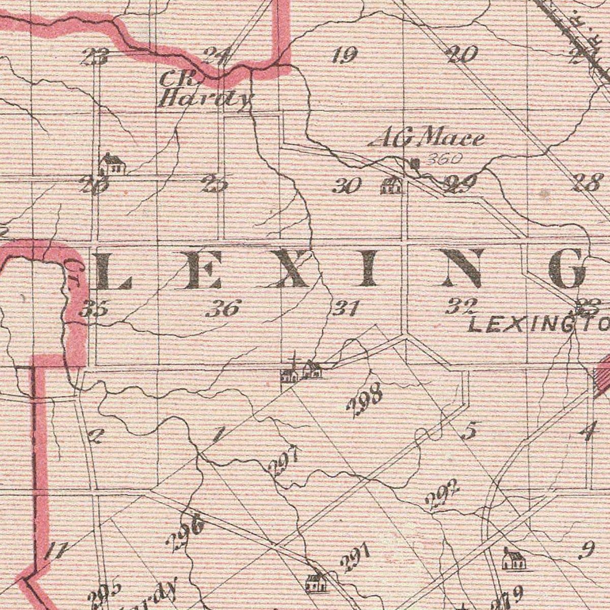 Restored historic details from the 1876 county map of Scott County, Indiana