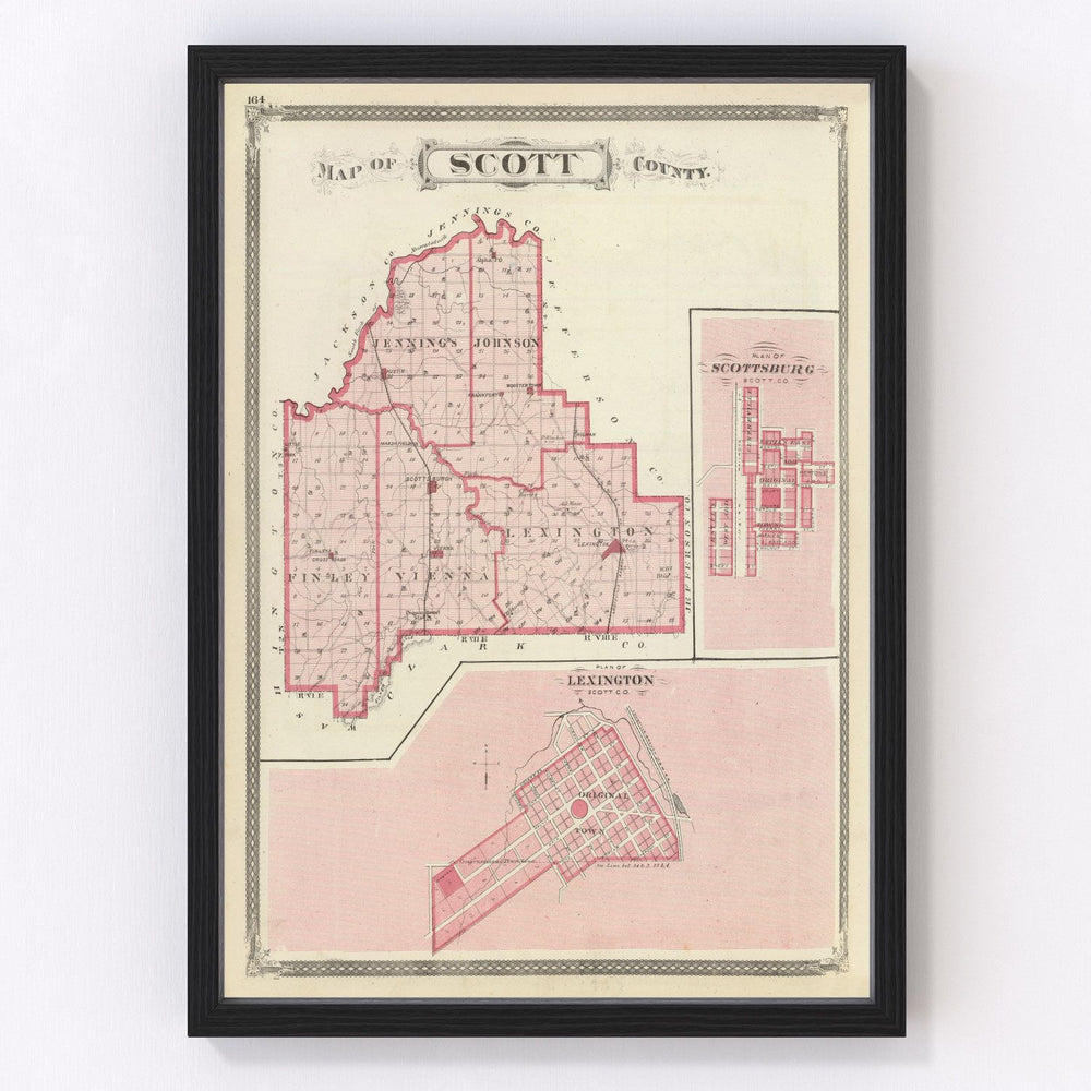 Scott County Vintage Map 1876