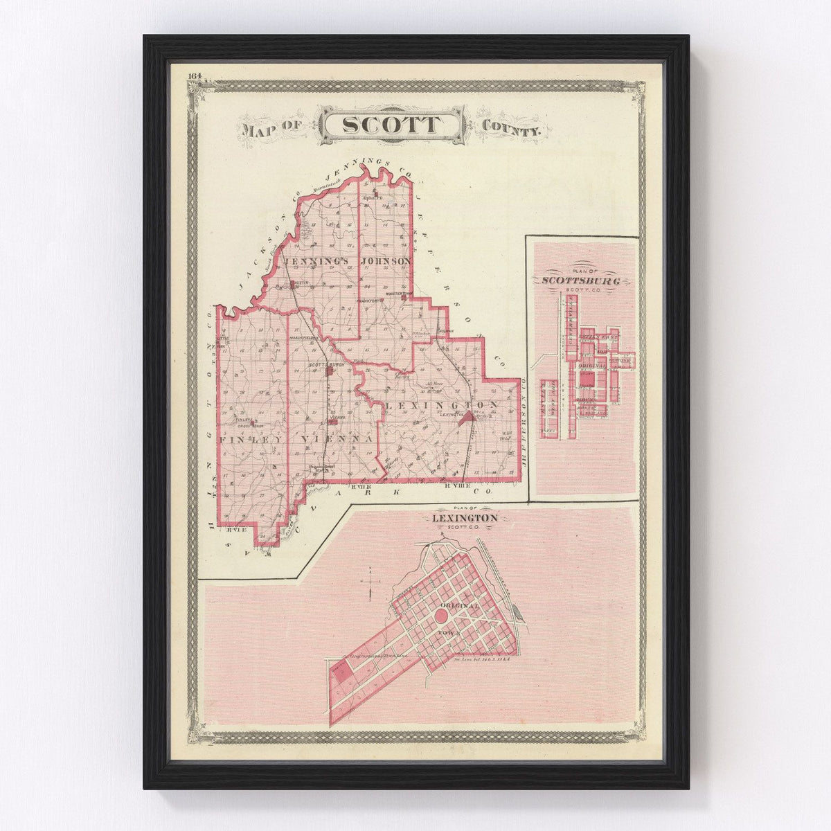Scott County Vintage Map 1876