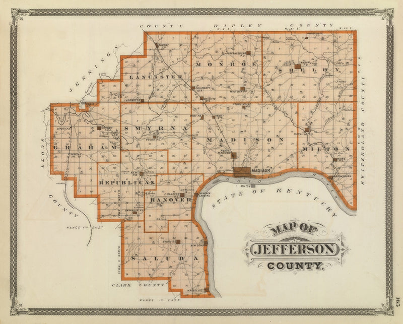 Size comparison using Vintage Map of Jefferson County, Indiana 1876