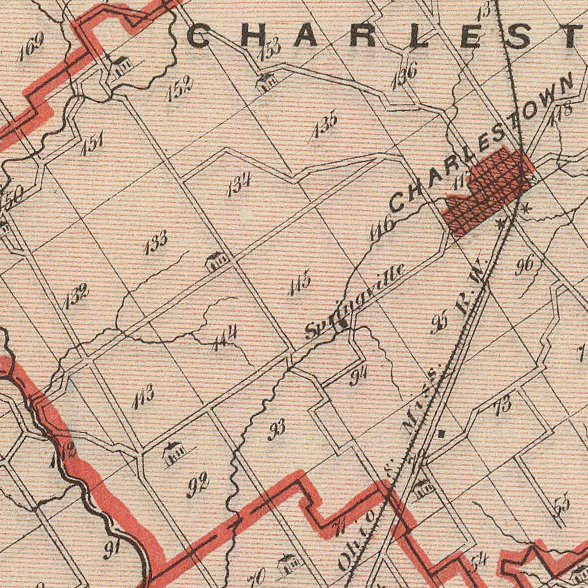 Restored historic details from the 1876 county map of Clark County, Indiana