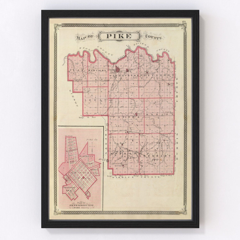 Pike County Vintage Map 1876