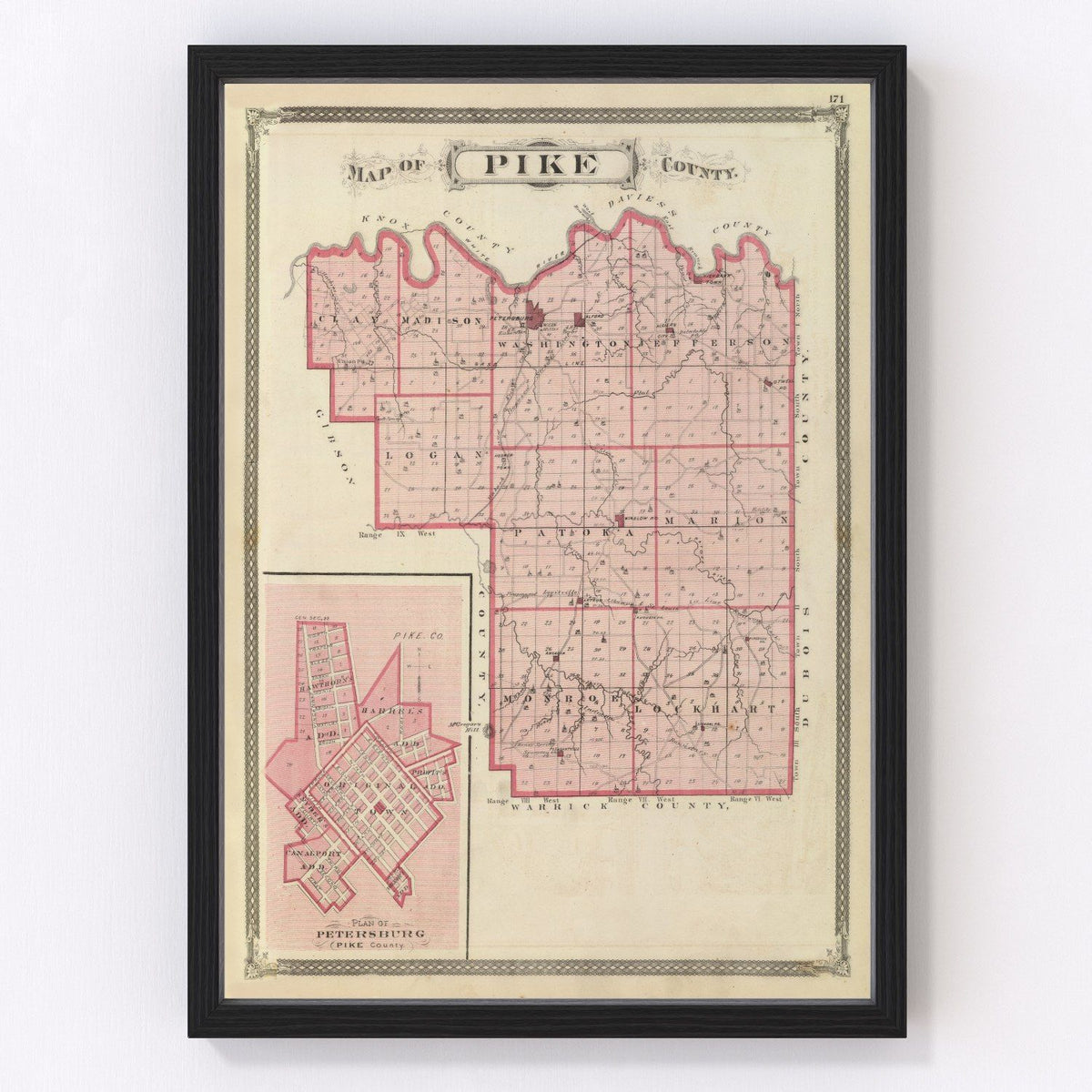 Pike County Vintage Map 1876