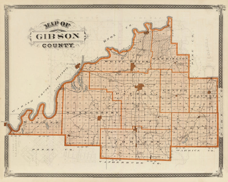 Size comparison using Vintage Map of Gibson County, Indiana 1876
