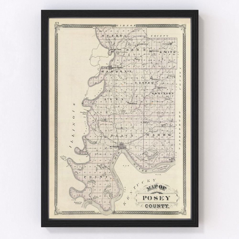 Posey County Vintage Map 1876