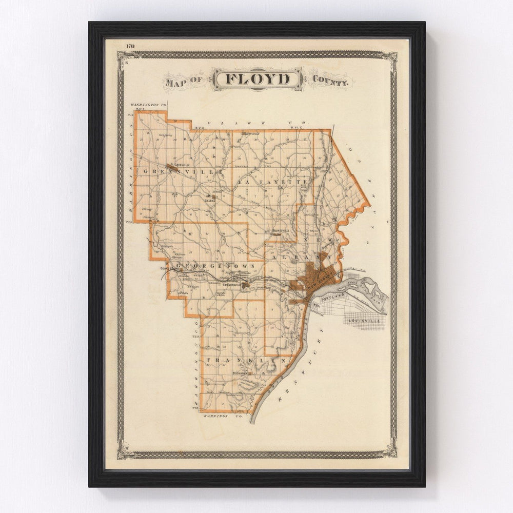 Floyd County Vintage Map 1876