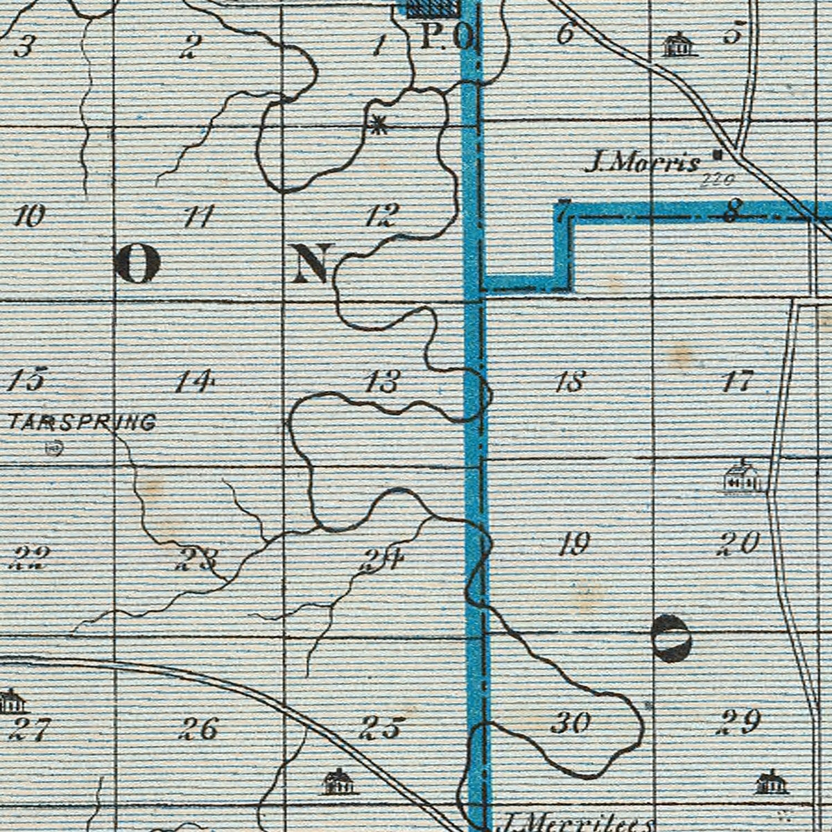 Restored historic details from the 1876 county map of Crawford County, Indiana